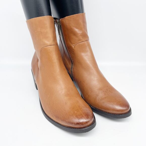 Paul Green Women's Suzette Brown Leather Ankle Side Zip Boots Size 5 - Picture 1 of 15